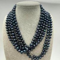 AA+ 7-8mm TAHITIAN BLACK PEARL NECKLACE 100 INCH