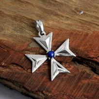 Lapis Lazuli Maltos kryžiaus pakabukas Solidus 925 sterlingų sidabras Rankų darbo papuošalai mėlyna