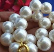 Didžiulis 18 mm baltas kriauklių perlas karoliai 18