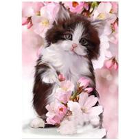 Full 5D Diy Diamond Painting Peach and Cat Embroidery Cross Stitch Home Decor Handmade Gift 20X25CM gray