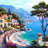 Full 5D Diy Diamond Painting Seaside Landscape Diamond Embroidery Cross Stitch Home Decor Handmade 25x25cm blue