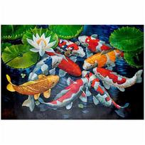 Deimantinis paveikslas Koi Golden Fish Diy 5D pilnas apvalus deimantinis siuvinėjimas Full Round 20x30CM
