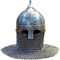 Plieninis ankstyvųjų viduramžių normanų vikingų Gnezdovo tipo šalmas su grandininiu paštu