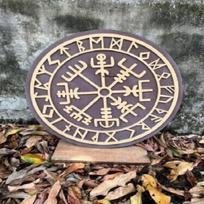Vikingų medinis skydas Riterio mūšis Viduramžių karys Apvalus raižinys Cosplay Sieninis white