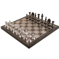 Staunton Inspired Prabangus žalvarinis metalinis šachmatų figūrėlių lentų rinkinys 30,48 cm sidabrinis, juodas