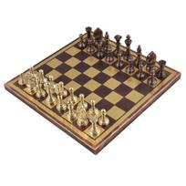 Staunton įkvėptas prabangus žalvarinis metalinis šachmatų figūrėlių lentų rinkinys 30,48 cm vario aukso