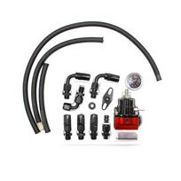 Universalus reguliuojamas kuro slėgio reguliatoriaus komplektas, alyva 0-100psi matuoklis Universalus juodas/raudonas-6AN Fit Oil aušintuvo komplektas