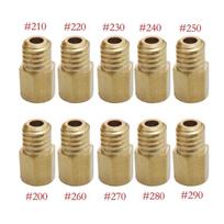 10 vnt. Šešiakampio tipo karbiuratoriaus pagrindiniai purkštukai MIKUNI VM/TM/TMX karbiuratoriams Pagrindinis purkštukas #200 #210 #220 #230 #240 #250 #260 #270 #280