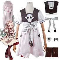 Anime prie tualeto pririštas Hanako-kun Yashiro Nene Cosplay kostiumas Cosplay perukai su suknelės kaklaraiščiu Graži uniforma Helovino karnavalinė apranga L-(Costume+Wig) gray