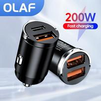Olaf 200w USB C automobilinis įkroviklis Greitas įkrovimas Qc3.0 Type C Pd greitas telefono įkroviklis, traukiamas žiedas automobilyje skirtas iPhone Xiaomi Samsung Huawei 200w