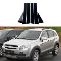 6 vnt. automobilio statramsčio stulpeliai, skirti Chevrolet Captiva 2007-2018 blizgūs juodi durų langų apdailos lipdukai, dekoratyviniai priedai