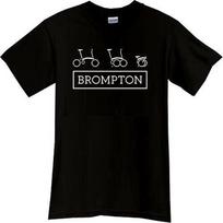 Brompton sulankstomas dviračio logotipas Black Tee marškinėliai S
