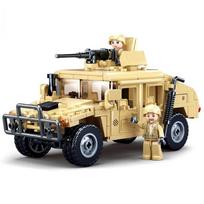 265 vnt. Antrojo pasaulinio karo kariniai SWAT H1 Assault Armor Vehicle Automobilių kūrimo plytos Armijos kareivis karo statybiniai blokai mokomieji žaislai berniukams beige