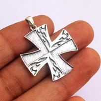 Kietas Maltos kryžiaus pakabukas 100 % 925 sterlingų sidabro dizainerių unisex papuošalai
