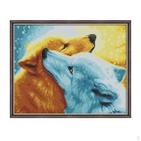 Vilkas rinkinys pradedantiesiems 11CT 14CT skaičiuoti rankdarbiai - 40 x 32cm