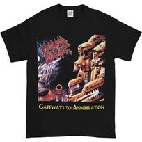 Morbid Angel Gateways trumpomis rankovėmis juodos spalvos unisex marškinėliai S