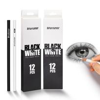 Brutfuner 12vnt./rinkinys Juodai baltas eskizas anglies pieštukas Highlight Standartinis pieštukas eskizams Piešimo pieštukų rinkinys Meninės tapybos reikmenys black