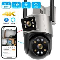 Nauja 8MP 4K dviejų objektyvų PTZ IP kamera Lauko AI žmogaus aptikimas CCTV saugos kamera Spalvotas naktinis matymas Wifi stebėjimo kamera ICsee EU Plug