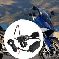 Motociklo mobiliojo telefono įkroviklis su dviem USB prievadais, dulkėms atsparus dangtelis su 1,5 M laidu