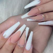 Baleto nagai ilgi balti prancūziški dėvėti nagai manikiūras baigtas netikrų nagų nagų lipdukas Nuimamas nagas