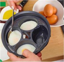 Keturi viename kiaušinių garintuvas Thermomix kiaušiniams TM5 TM6 Tinka kiaušinių virimo puodeliui Pusryčių virtuvės virimo įrankis Kiaušinių katilas pilka