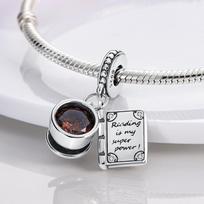 Dangle Charm 925 Sliver kavos puodelis Skaitymo knygos žavesio karoliukai tinka prekės ženklo apyrankės žavesio žavesiui papuošalų dovana gray