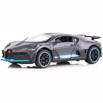 1/32 mastelio „Bugatti Divo“ automobilio modelio žaislas, cinko lydinio liejinys, ištraukiamos transporto priemonės su garsiniais ir šviesiais žaislais vaikams, berniukams ir mergaitėms, dovanos 1/32-14.5x7x4.5cm pilka