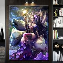 White Wolf Magic Princess Fairy Diamond Painting New Arrivals Animal And Girl Diamond Art Full Drill Mosaic Embroidery Full Round 20x30CM