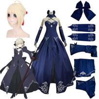 Anime Fate Altria Pendragon Altria Pendragon Alter Saber Cosplay Juodas Sijonas Viršutiniai Drabužiai Rankogaliai Helovinas Karnavalas Pilnas Kostiumų Rinkinys Perukas L-(Costume+Wig)