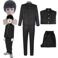 Anime Mob Psycho 100 Cosplay Mobu Saiko Hyaku Kageyama Shigeo Black Gakuran kostiumai Paltai Kelnės Mokykliniai uniformos Helovino kostiumai L-(Costume+Wig)