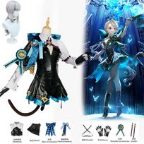 Anime žaidimas Lynette Cosplay Perukas Visas komplektas kostiumas Magas Padėjėjas Karnavalas Uniforma Drabužiai Helovino Moterų Suknele L-(Full set+wig)