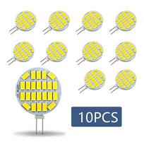 10 paketų G4 ACDC 12V 24V apvali prožektorių lemputė 3W 5730SMD 24LED be mirgėjimo Nature White 4000K diapazono gaubto žibintai