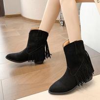 Didelio dydžio Kaubojaus Batai Moteriški Avalynė Rudens Smailus Storas Kulnas Ankle Boots 35 juoda