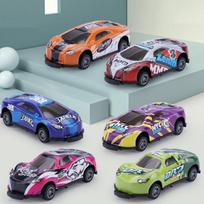 Išskirtinis metalinis geležinis smūgio atšokimo išmetimo automobilis vaikiškas atitraukiamas automobilis vaikiškas žaislinis automobilis modelinis automobilis (Supakuota 6 vnt.) 9x4x3cm įvairiaspalvis