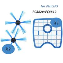 3vnt/komplektas Dulkių siurblys 2apvalus šepetys +1 filtro ekranas skirtas Philips Robot FC8066 FC8820 FC8810 Šlavimo roboto priedai