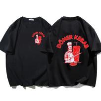 Vasariniai sportiški marškinėliai „Doner Kebab Print Pure Cotton Unisex“ drabužiai trumpomis rankovėmis Juokingi moteriški marškinėliai Vintažiniai dideli marškinėliai XL juoda