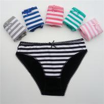 Cotton Briefs for Women Sexy Striped Panties Girls Lace Underpants Plus Size Lingerie Soft 6 Pcs/set M