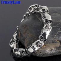Tvirtas nerūdijančio plieno vyriškos apyrankės Punk & Hippe's 9MM Skulls Ghost Grandininė apyrankė Vyriški Helovino papuošalų priedai 22cm