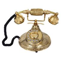 Antikvarinio stiliaus žalvarinis Maharadžos veikiantis senojo stiliaus laidinis telefonas