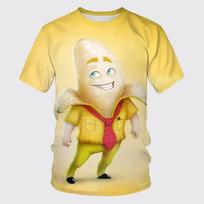 Vasaros vyriški ir moteriški marškinėliai Linksmas banano vaisius Animacinis 3D spausdinimas Apvalus kaklas Unisex Mados Laisvalaikio Per didelis Trumpomis rankovėmis Viršutinė dalis 3XL