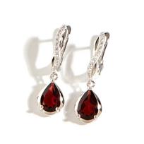 Fashion Drop Design Natūralūs granato auskarai Trend Subtilūs elegantiški papuošalai moterų jubiliejaus ir gimtadienio dovanoms m raudona
