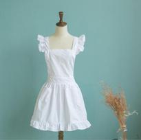 Pinafore Prijuostė Kambarinė Smock Kostiuminė Suknelė Su raukšlėmis rožinė/balta, 95cm