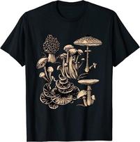Types Of Mushroom Fungi Cottagecore Mycophile Mushroom Lover Unisex T-Shirt S