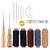 16 vnt. odos siuvimo rinkinys su vaškuotu siūlu, odine adata. 16Pcs/Set