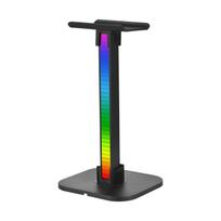 Ausinių stovas RGB šviestuvas, skirtas staliniams kompiuteriams žaidimams skirtos ausinės, apatinė neslystanti su C tipo prievadais juoda