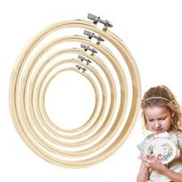 5 vnt. siuvinėjimo lankelių rinkinys, bambukiniai apskritimai kryželiui siuvinėti, 13–26 cm, siuvinėjimui ir kryželiui siuvinėti beige