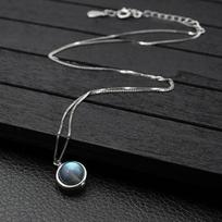 Dailūs papuošalai S925 Sterling Sidabras, pasukamas labradorito karoliukų pakabukas, kaklo papuošalas moterims paaugliams, grandinėlė, žavinga vestuvių dovana NA001 black