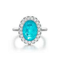 GICA GEMA 100% 925 sterlingų sidabro putojantis deimantinis 10*14mm sintetinis Paraiba turmalino žiedai moterims Dailūs papuošalai US 5 mėlyna