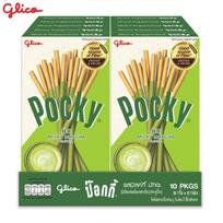 Glico Pocky pieniškas degtukų skonis, sausainių lazdelė, padengta pieniško matcha skonio konditerijos gaminiais, 39 gx 10 vnt - tailandietiškas užkandis 39 g x 10 pcs