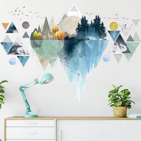 Nauji Nordic trikampiai svajingos kalnų sienų lipdukai svetainei, miegamajam, viniliniai sienų lipdukai, kūrybiškas namų dekoras